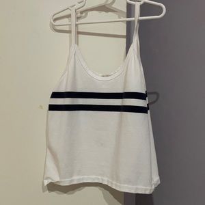White Brandy Melville tank top with navy stripes